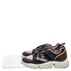 Pre Owned Chloe Multicolor Mesh And Suede Sonnie Low Top Sneakers Size 38