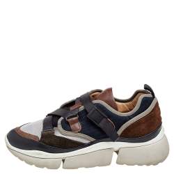 Pre Owned Chloe Multicolor Mesh And Suede Sonnie Low Top Sneakers Size 38