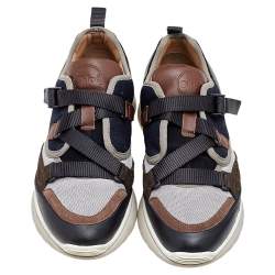 Pre Owned Chloe Multicolor Mesh And Suede Sonnie Low Top Sneakers Size 38