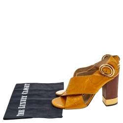 Chloe Yellow Leather Criss Cross Block Heel Sandals Size 36