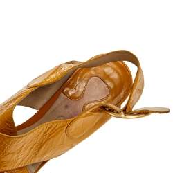Chloe Yellow Leather Criss Cross Block Heel Sandals Size 36