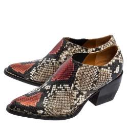 Pre Owned Chloe Multicolor Python Embossed Leather Block Heel Ankle Booties Size 40
