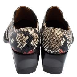 Pre Owned Chloe Multicolor Python Embossed Leather Block Heel Ankle Booties Size 40