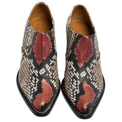 Pre Owned Chloe Multicolor Python Embossed Leather Block Heel Ankle Booties Size 40