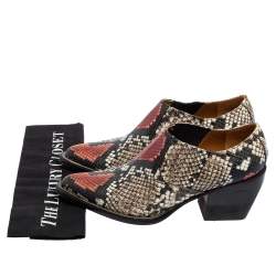 Pre Owned Chloe Multicolor Python Embossed Leather Block Heel Ankle Booties Size 40