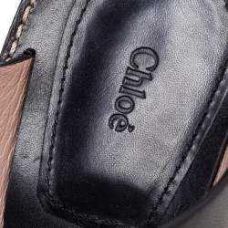 Pre Owned Chloe Black/Gold Studded Leather Slide Sandals Size 39