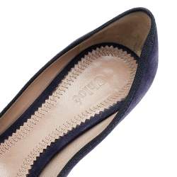 Pre Owned Chloe Navy Blue Suede Studded Bow Pumps Size 37