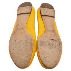 Pre Owned Chloé Yellow Leather Lauren Scalloped Ballet Flats Size 38