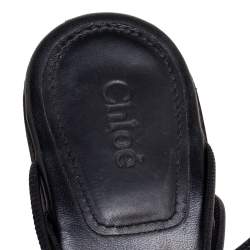 Pre Owned Chloe Black Leather Jamie Knot Ankle Wrap Sandals Size 38