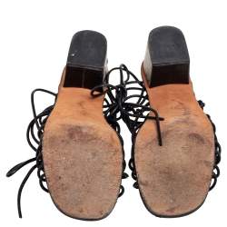 Pre Owned Chloe Black Leather Jamie Knot Ankle Wrap Sandals Size 38