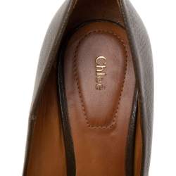 Pre Owned Chloe Brown Textured Leather Beckie Pumps Size 36