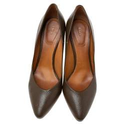Pre Owned Chloe Brown Textured Leather Beckie Pumps Size 36