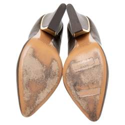 Pre Owned Chloe Brown Textured Leather Beckie Pumps Size 36