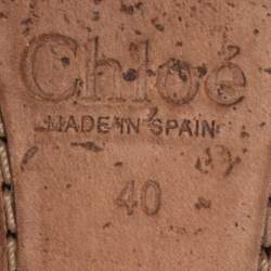 Pre Owned Chloe Tan Scalloped Lauren Suede Espadrille Wedge Ankle-Strap Sandals Size 40