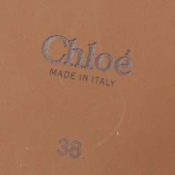 Pre Owned Chloé Ivory Canvas Logo Woody Flat Mules Size 38