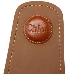 Pre Owned Chloé Ivory Canvas Logo Woody Flat Mules Size 38