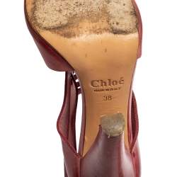 Chloe  Pink Leather Caged  Block Heel Sandals Size  38