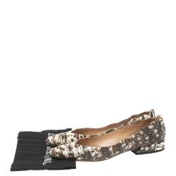 Pre Owned Chloe Two-Tone Lizard Embossed Scalloped Leather Pointed-Toe Ballet Flats Size 39