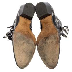 Pre Owned Chloe Black Studded Leather Ankle Boots Size 39