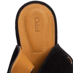 Pre Owned Chloe Black Suede Gladiator Wedge Sandals Size 39