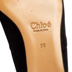 Pre Owned Chloe Black Suede Gladiator Wedge Sandals Size 39