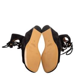 Pre Owned Chloe Black Suede Gladiator Wedge Sandals Size 39