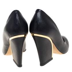 Pre Owned Chloe Black Leather Beckie Pumps Size 36.5 