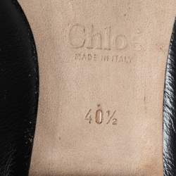 Pre Owned Chloe Black Leather Lauren Scalloped Ballet Flats Size 40.5
