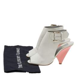 Chloe Off White Leather Pee Toe Ankle Strap Sandals Size 39.5
