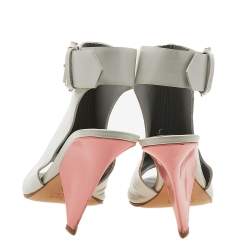 Chloe Off White Leather Pee Toe Ankle Strap Sandals Size 39.5
