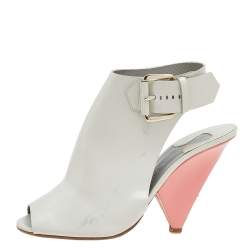 Chloe Off White Leather Pee Toe Ankle Strap Sandals Size 39.5