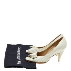 Pre Owned Chloe Cream Leather Peep Toe Pumps Size 37