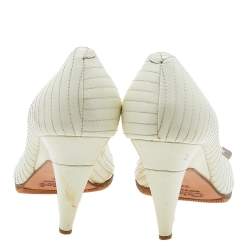 Pre Owned Chloe Cream Leather Peep Toe Pumps Size 37