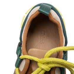 Pre Owned Chloe Multicolor  Leather And Mesh Panel Sneakers Size 38
