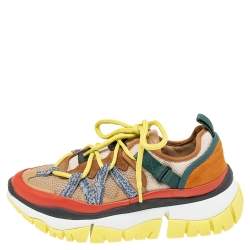 Pre Owned Chloe Multicolor  Leather And Mesh Panel Sneakers Size 38