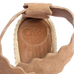 Pre Owned Chloe Dusty Pink Scalloped Suede Lauren Espadrille Wedge Sandals Size 39