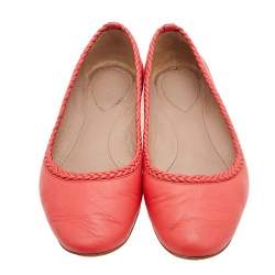 Pre Owned Chloe Red Leather Ballet Flats Size 36.5