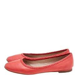 Pre Owned Chloe Red Leather Ballet Flats Size 36.5