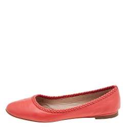 Pre Owned Chloe Red Leather Ballet Flats Size 36.5