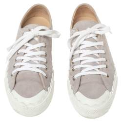 Chloe Lauren Grey Suede Low Top Sneakers Size 38