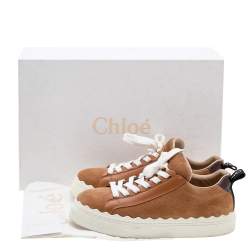 Pre Owned Chloe Brown Suede And Croc Embossed Leather Laureen Low Top Sneakers Size 36