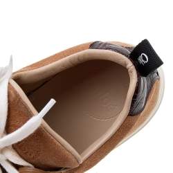 Pre Owned Chloe Brown Suede And Croc Embossed Leather Laureen Low Top Sneakers Size 36