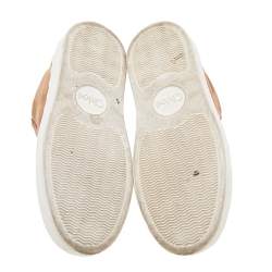 Pre Owned Chloe Brown Suede And Croc Embossed Leather Laureen Low Top Sneakers Size 36