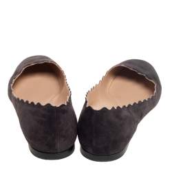 Pre Owned Chloe Black Scalloped Suede Lauren Ballet Flats Size 40