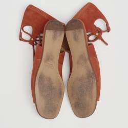 Chloe Rust Suede Gladiator Flat Sandals Size 38