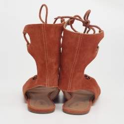 Chloe Rust Suede Gladiator Flat Sandals Size 38