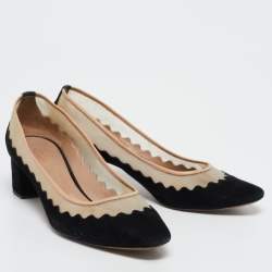 Pre Owned Chloe Black Suede And Mesh Scallop Tulles Pumps Size 40