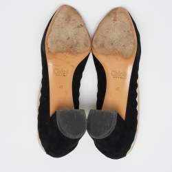 Pre Owned Chloe Black Suede And Mesh Scallop Tulles Pumps Size 40