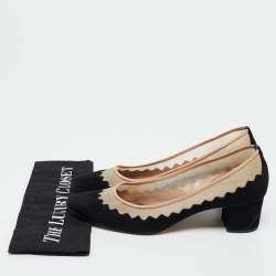 Pre Owned Chloe Black Suede And Mesh Scallop Tulles Pumps Size 40