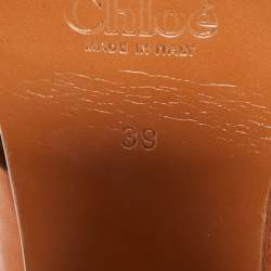 Chloe Brown Leather Platform Ankle-Wrap Sandals Size 39